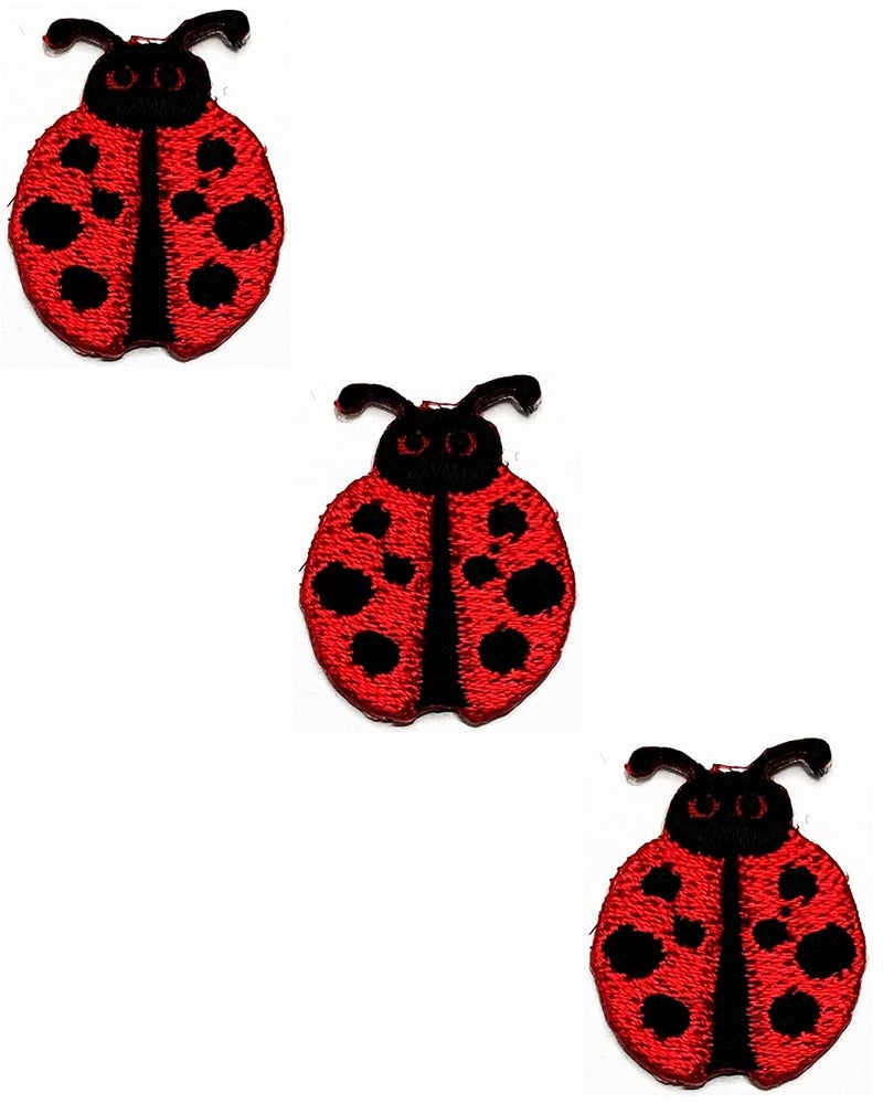 Bater HHO Patch Set 3 Pieces Mini Red ladybug cute insect Stickers Lady Bug Ladybug Cartoon Kids Applique Patches Butterfly Iron on sew on Patch Jacket T Shirt Patch Sew Iron on Embroidered