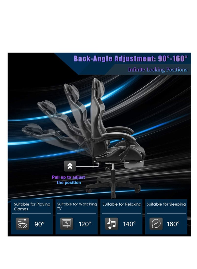 زويهاو كرسي ألعاب مريح كرسي ألعاب مريح مع مسند للقدم كرسي كمبيوتر كرسي مكتب جلدي كرسي مكتب ألعاب دوار مع دعم قطني - Image 3