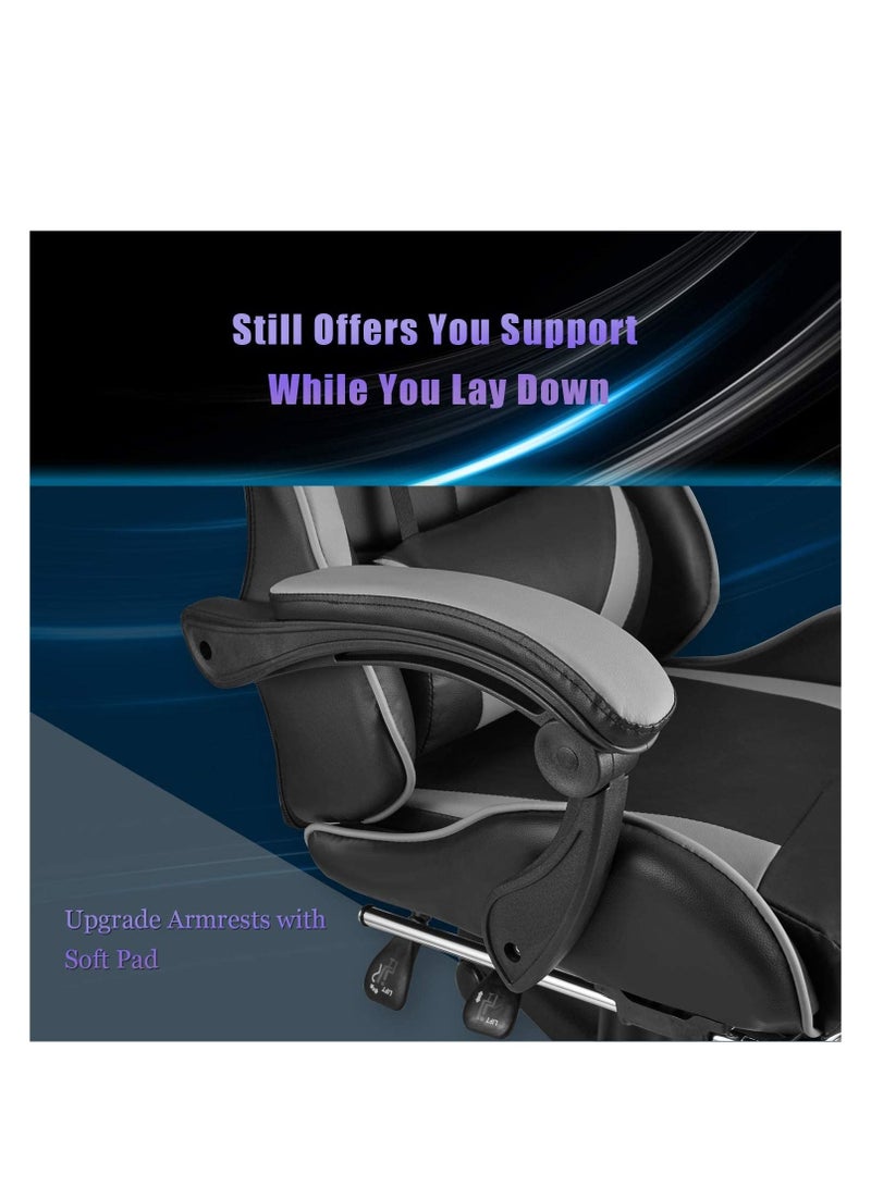 زويهاو كرسي ألعاب مريح كرسي ألعاب مريح مع مسند للقدم كرسي كمبيوتر كرسي مكتب جلدي كرسي مكتب ألعاب دوار مع دعم قطني - Image 4