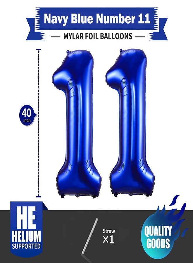 BBPOOL Navy Blue 11 Balloon Numbers,40 Inch Dark Blue 11 Birthday Balloons Large Foil Mylar Balloons Number 11 for Birthday Party Anniversary Decorations - Image 2