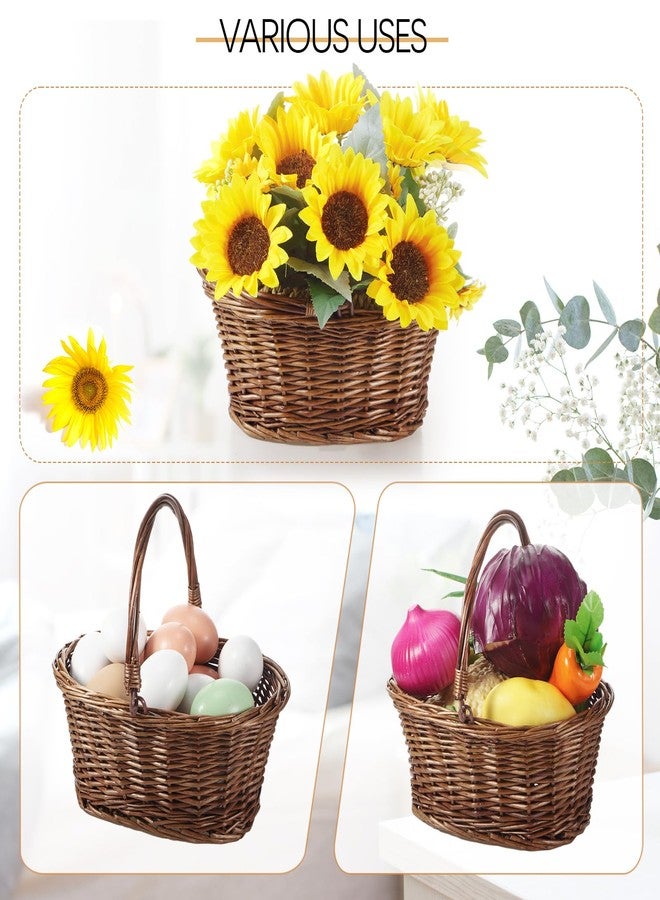 Barydat 6 Pcs Christmas Flower Girl Baskets for Weddings Eggs Candy Picnic Wicker Basket with Handle Oval Willow Woven Braided Gift Basket for Easter Baby Shower Home Garden Decor - Image 4