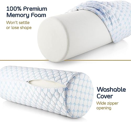 Nestl Neck Roll Pillow for Sleeping – Firm Neck Pillow for Pain Relief - Premium Memory Foam Neck Roll Pillow – Bolster Pillow for Sleeping with Breathable Cooling Cover – Firm Cylinder Neck Pillow - Image 3