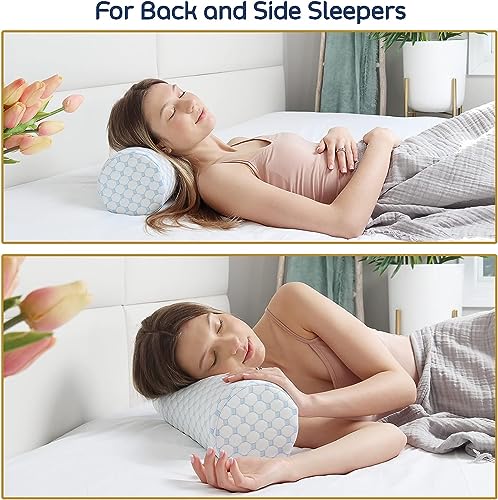 Nestl Neck Roll Pillow for Sleeping – Firm Neck Pillow for Pain Relief - Premium Memory Foam Neck Roll Pillow – Bolster Pillow for Sleeping with Breathable Cooling Cover – Firm Cylinder Neck Pillow - Image 5