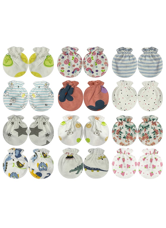 MARGOUN 12 Packs Newborn Baby Mittens Anti Scratch Baby Mittens No Scratch Mittens Baby Gloves for 0-6 Months Boys Girls Multicolour  - Image 2