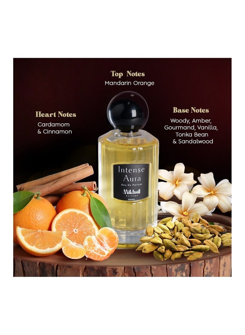 MIKHAIL Intense Aura for Men by Mikhail | Bold & Sophisticated Eau de Parfum | Long-Lasting Woody Spicy Fragrance for Men | Masculine & Elegant Scent with Rich Aromatic Notes | Luxury Men's Perfume | 100ml - Image 4