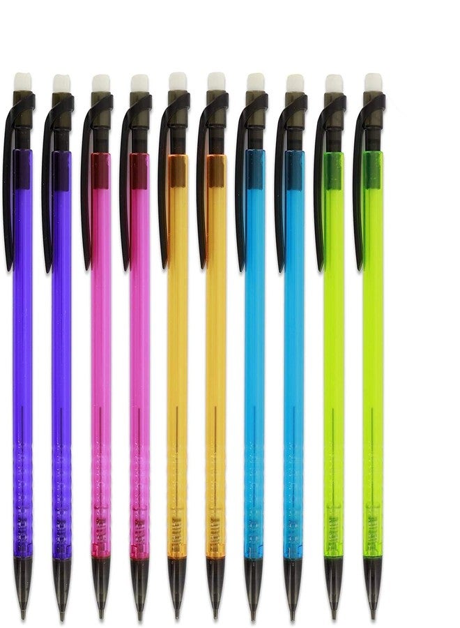 Emraw 0.7 mm Mechanical Pencil With Pocket Clip, Eraser Top and Translucent Barrel Refillable and Retractable Ideal for General Writing - (5 per Pack) (Pack of 2) - Image 1