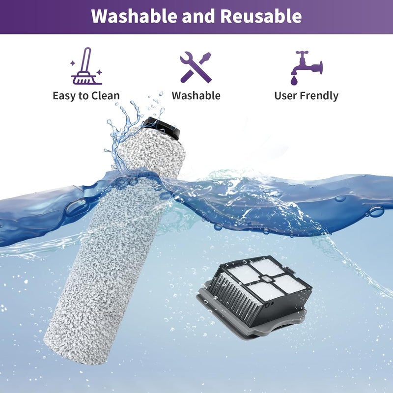 BYOFI Replacement Brush Rollers and Filters Kit for Tineco iFloor 3 and iFloor One S3 Cordless Wet Dry Vacuum Cleaner,Accessories inclue 3 HEPA Filters & 3 Brush Rollers - Image 5