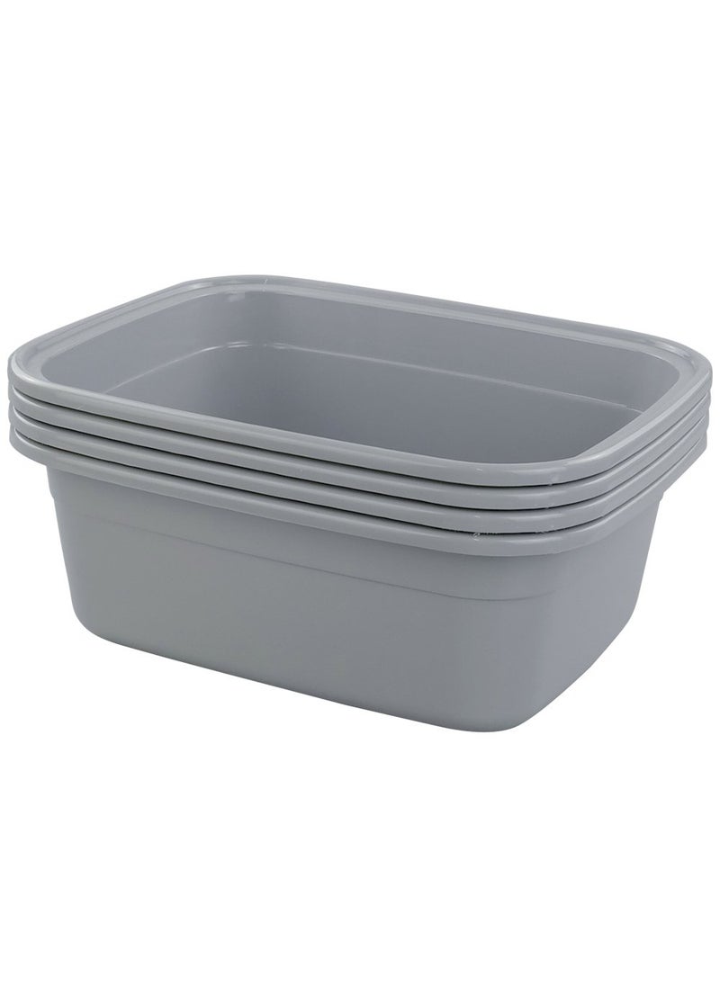 Jekiyo Jekiyo Plastic Dish Tubs Grey Wash Basin 12 QT4 Packs 