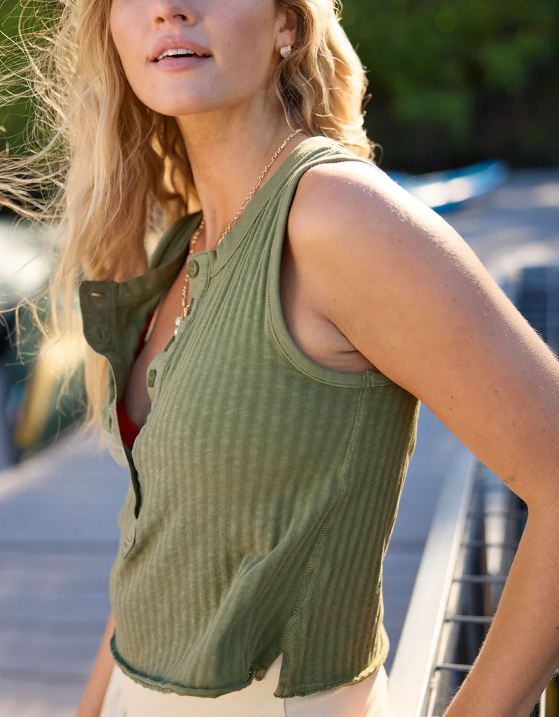 Aerie Aerie Shadow Stripe Henley T-Shirt