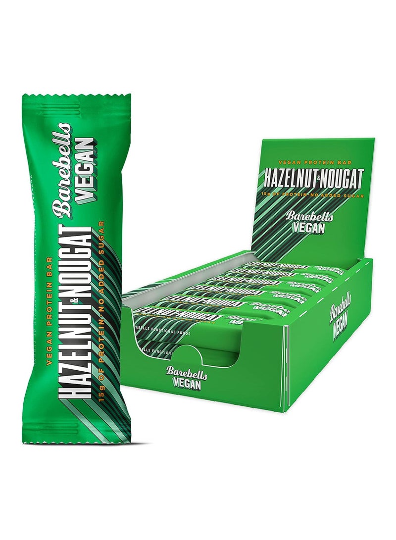 Barebells Vegan Hazelnut & Nougat High Protein and Low Carb Bar, 12 x 55g No Sugar Snack Protein Bar with 15g protein - Image 1