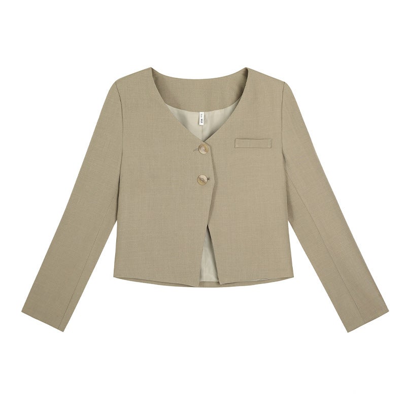 Elegant V-Neck Blazer Autumn Slim-Fit Plus-Size Jacket Carbon gray - Image 2
