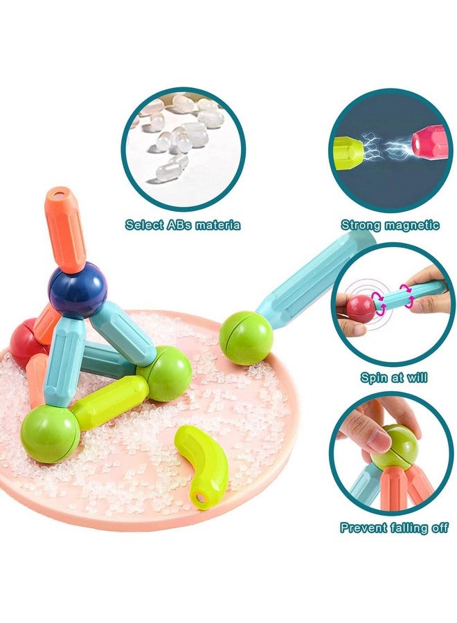 كيديتوس لعبة مكعبات بناء من العصي والكرات المغناطيسية للأطفال، مجموعة كرات وقضبان مغناطيسية من ألعاب مونتيسوري للأطفال بعمر 3 سنوات فما فوق (42 قطعة)، متعددة الألوان - Image 2