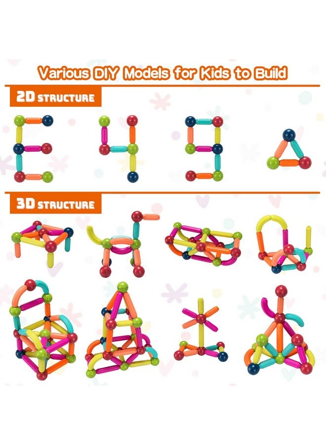 كيديتوس لعبة مكعبات بناء من العصي والكرات المغناطيسية للأطفال، مجموعة كرات وقضبان مغناطيسية من ألعاب مونتيسوري للأطفال بعمر 3 سنوات فما فوق (42 قطعة)، متعددة الألوان - Image 4