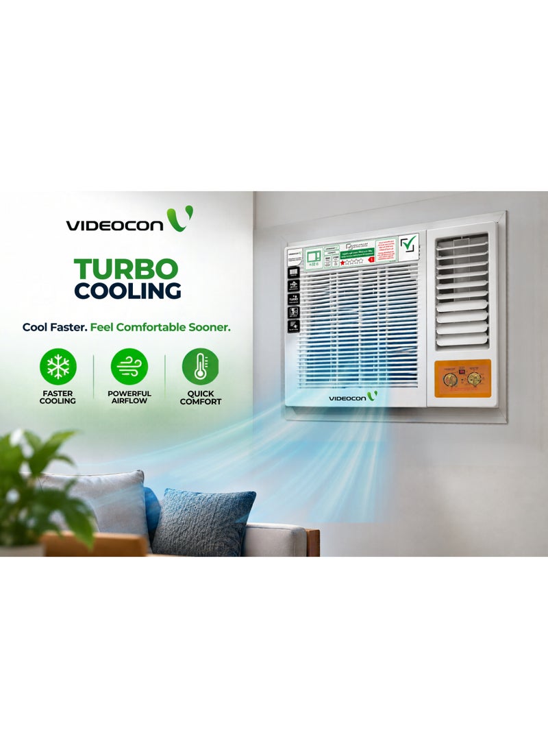 VIDEOCON فيديوكون 2 طن مكيف نافذة، 24000 وحدة حرارية بريطانية، تبريد توربو، تكنولوجيا الذهب فين، ضوضاء منخفضة، كفاءة عالية، غاز R410A، مثالي لمناخ الإمارات – VG24KWT3 - Image 2