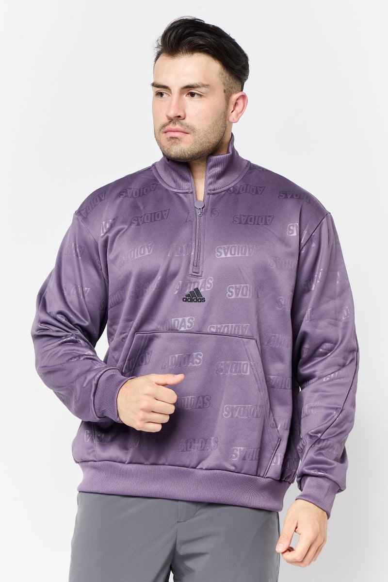 Adidas Men Sportswear Fit Long Sleeve Outdoor Sweatshirt, Purple  - Image 1