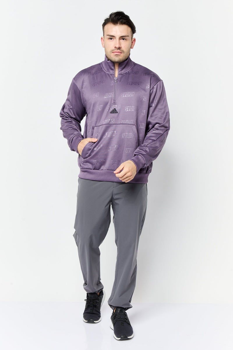 Adidas Men Sportswear Fit Long Sleeve Outdoor Sweatshirt, Purple  - Image 4