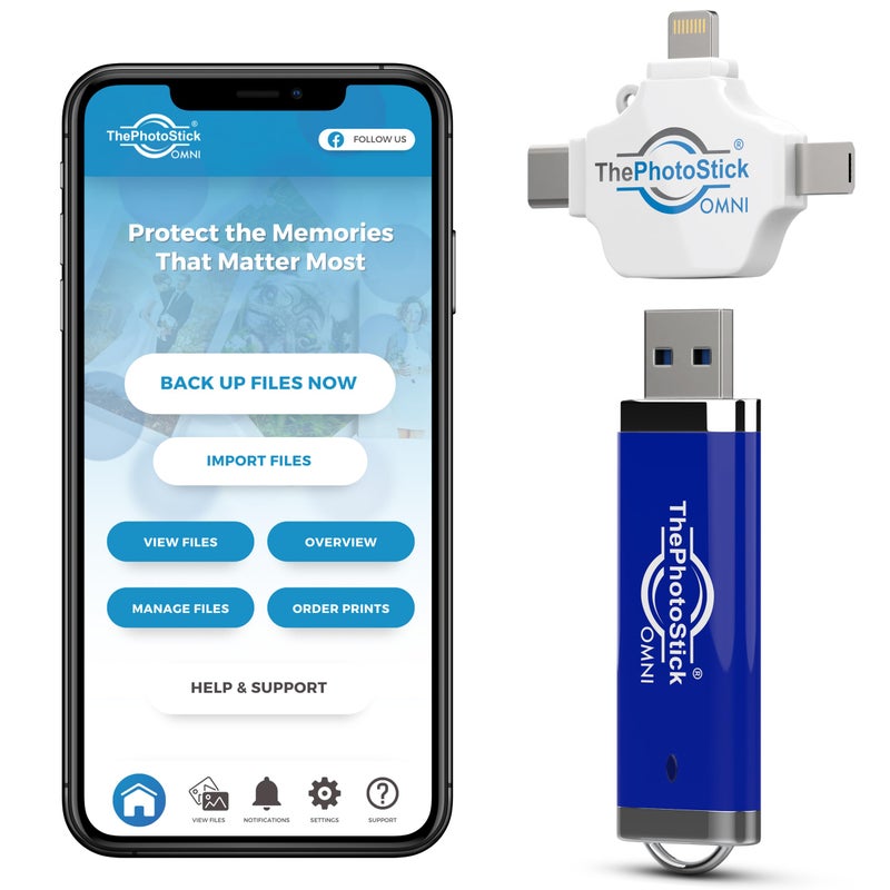 ThePhotoStickÂ® Omni 256GB USB Flash Drive & Memory Stick â€“ Photo & Video Backup for iPhone, Android, Mac & PC â€“ Multiport Connection to Easily Store & Transfer Files - Image 2