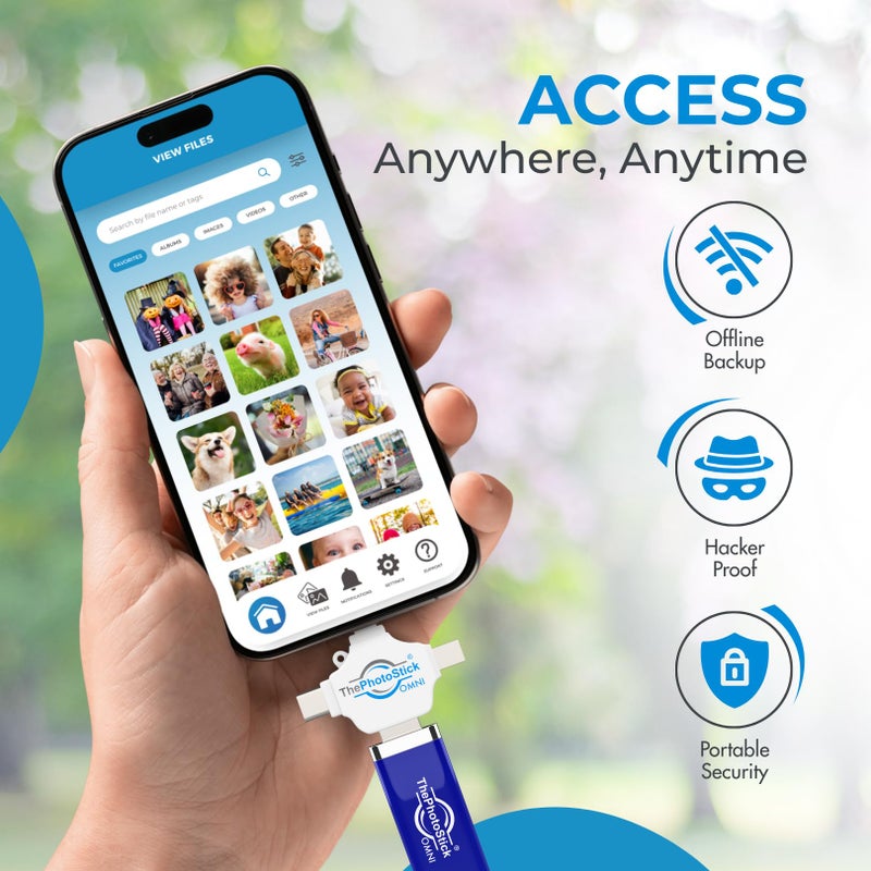 ThePhotoStickÂ® Omni 256GB USB Flash Drive & Memory Stick â€“ Photo & Video Backup for iPhone, Android, Mac & PC â€“ Multiport Connection to Easily Store & Transfer Files - Image 5