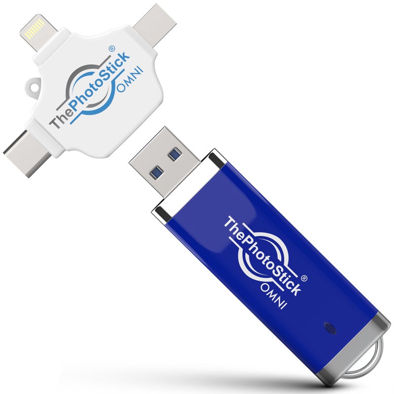 ThePhotoStickÂ® Omni 256GB USB Flash Drive & Memory Stick â€“ Photo & Video Backup for iPhone, Android, Mac & PC â€“ Multiport Connection to Easily Store & Transfer Files - Image 1