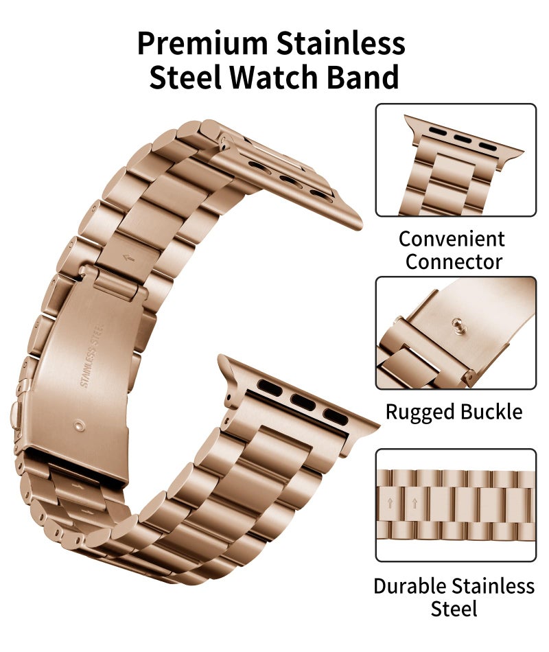 BINLUN Compatible with Apple Watch Strap 38 mm 40 mm 41 mm 42 mm 44 mm 45 mm Premium Bracelet Made of Matte Stainless Steel with Polished TPU Protective Case for iWatch Series 8/7/6/5/4/3/2/1/SE - Image 2