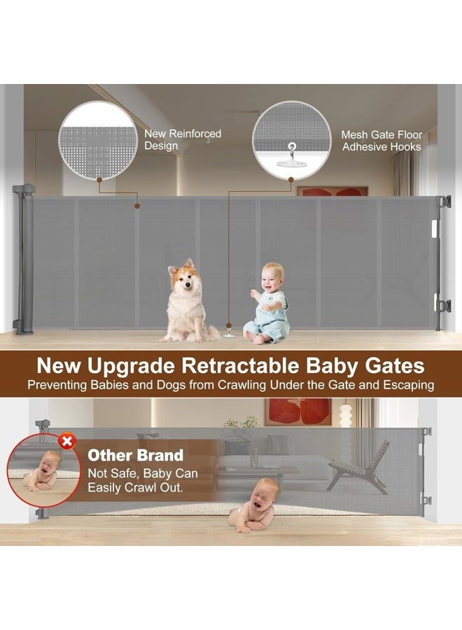 Miumoon 100 inch Retractable Baby Gates 34 inch Tall, Retractable Gate with Reinforced Strip Design to Prevent Crawling Through, 8 FT Extra Wide Retractable Dog Gate for Indoor/Outdoor - Image 2