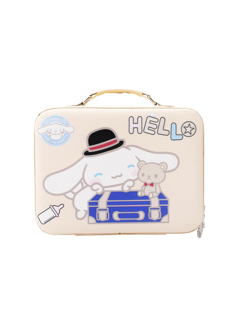 KASTWAVE Cute Cinamorol Makeup Bag with Mirror, Cartoon Large Capacity PU Leather Travel Toiletry Bag Cosmetic Pouch with Zipper, Portable Kawaii Makeup Case Organizer for Girls Women - Image 1