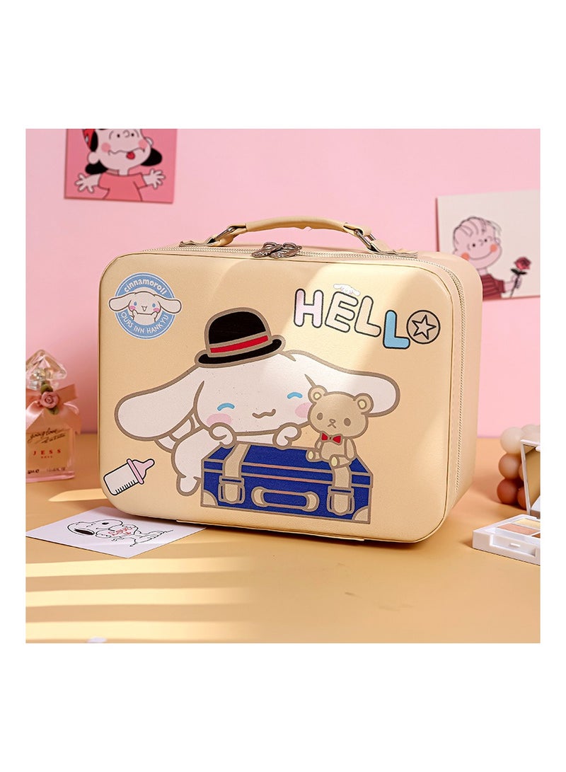 KASTWAVE Cute Cinamorol Makeup Bag with Mirror, Cartoon Large Capacity PU Leather Travel Toiletry Bag Cosmetic Pouch with Zipper, Portable Kawaii Makeup Case Organizer for Girls Women - Image 3