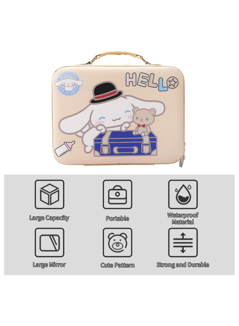 KASTWAVE Cute Cinamorol Makeup Bag with Mirror, Cartoon Large Capacity PU Leather Travel Toiletry Bag Cosmetic Pouch with Zipper, Portable Kawaii Makeup Case Organizer for Girls Women - Image 5