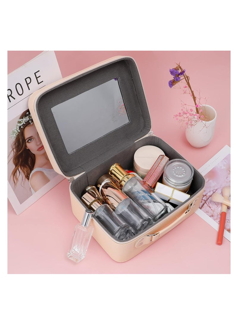 KASTWAVE Cute Cinamorol Makeup Bag with Mirror, Cartoon Large Capacity PU Leather Travel Toiletry Bag Cosmetic Pouch with Zipper, Portable Kawaii Makeup Case Organizer for Girls Women - Image 2