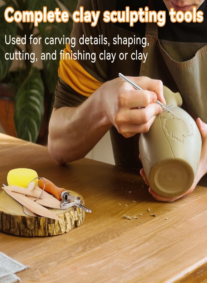 Pletpet 20Pcs Pottery Teaching Kit, Pletpet Pottery Tools Kit with 1 Wooden Rolling Pin, 10 Pottery Teaching Rolling Mud Sticks, 8 Clay Sculpting Tools and 1 Premium Linen for Ceramic,Polymer Clay & Beginners - Image 4