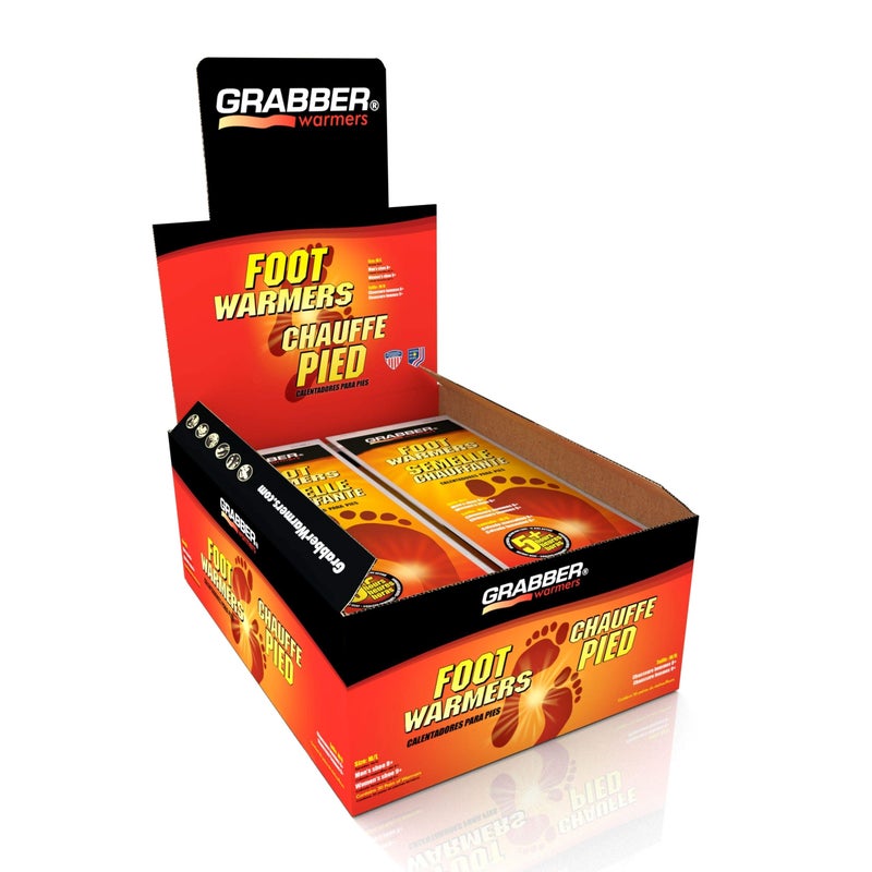 Grabber وسادات تدفئة القدمين جرايبر طويلة الأمد آمنة طبيعية عديمة الرائحة مفعلّة بالهواء تدوم حتى 5 ساعات من الحرارة 30 زوج حجم متوسط كبير