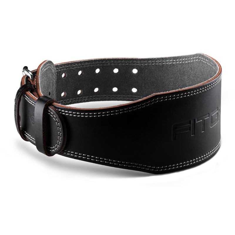 FitgriffÂ® Classic Weight Lifting Belt (100% Leather) for Men and Women - Gym Belt for Squats, Deadlift, Back Support (XL, Black (4 inch)) - Image 1
