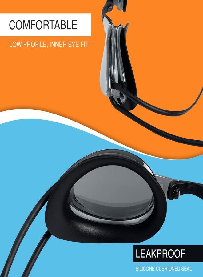 Lyrovo Unisex Swimming Goggles with UV Protection & Anti-Fog Lenses | Leak-Proof Swim Goggles with Adjustable Nose Bridge & Silicone Strap | For Adults & Teens (Black) - Image 4