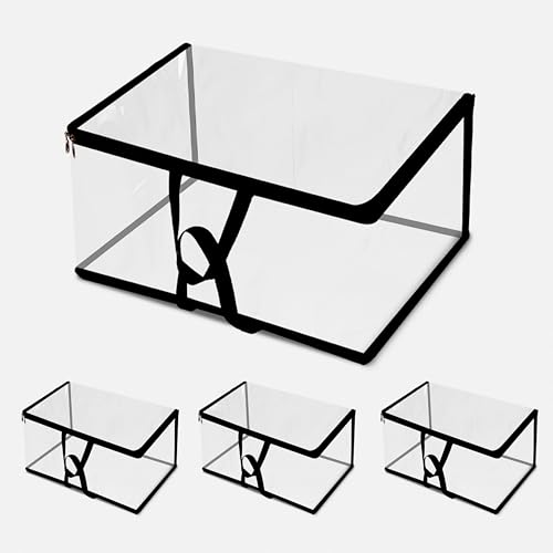 IMAWORKS Clear Transparent Clothes Storage Bags | Plastic Blanket Storage Bags, Saree Covers with zip | Saree Organizer for Wardrobe | Transparent Storage Bag for Blenket, Clothes (4) - Image 1