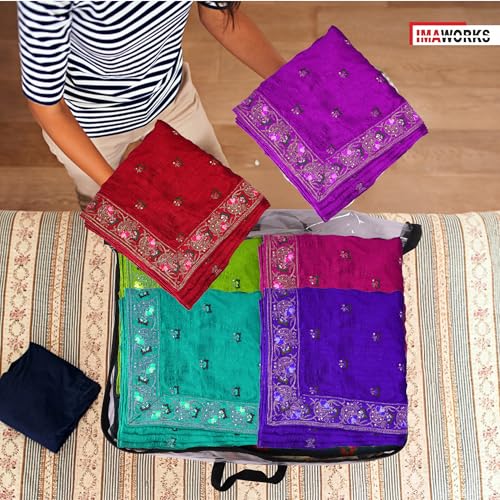 IMAWORKS Clear Transparent Clothes Storage Bags | Plastic Blanket Storage Bags, Saree Covers with zip | Saree Organizer for Wardrobe | Transparent Storage Bag for Blenket, Clothes (4) - Image 5