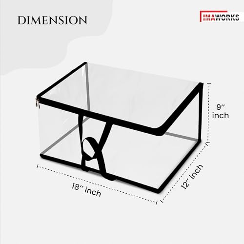 IMAWORKS Clear Transparent Clothes Storage Bags | Plastic Blanket Storage Bags, Saree Covers with zip | Saree Organizer for Wardrobe | Transparent Storage Bag for Blenket, Clothes (4) - Image 2