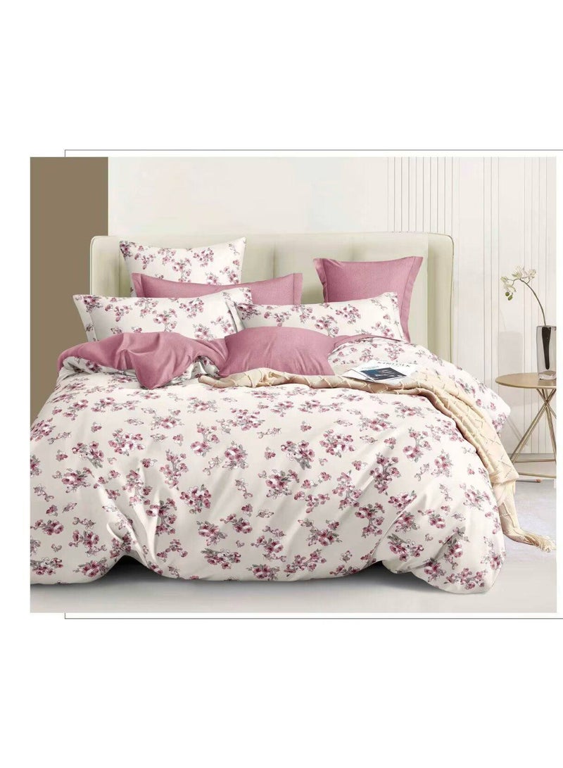 Petals And Floral Designs Single-Size Duvet Cover Set, Multicolour Fitted Sheets Size 120X200 30Cm Cotton Polyester 160X210Cm