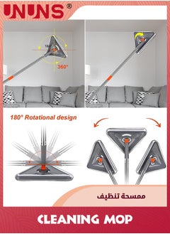 UNUNS 85 Inch ​Wall Mop With Long Handle,360° Rotating Microfiber Dust Mop,Skirting Cleaning Tool Ceiling Gasket Window Cleaning Kit With 6 Replacement Pads And 25" To 85" Extension Pole  - Image 4