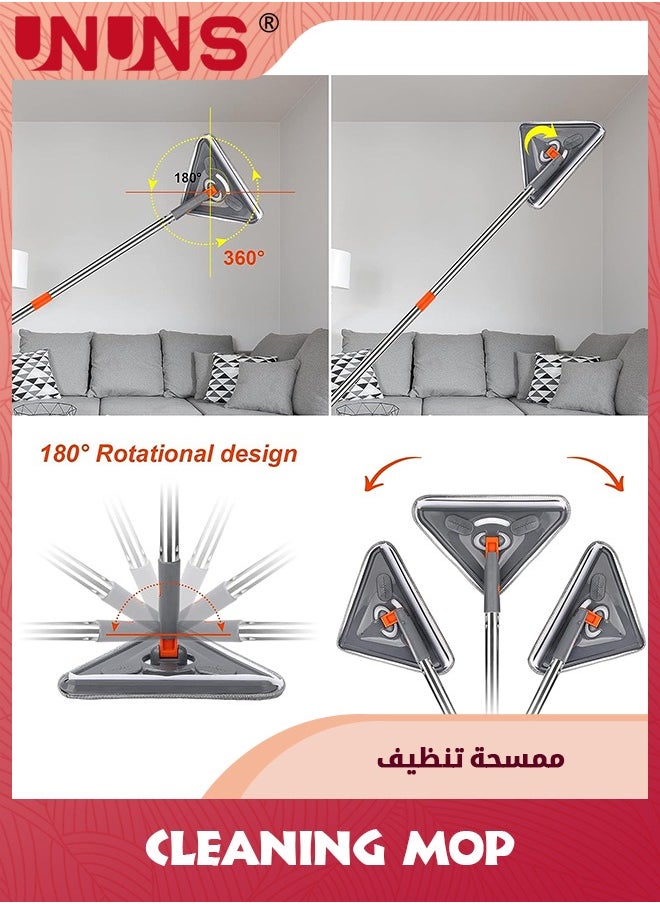 UNUNS - 85 Inch ​Wall Mop With Long Handle,360° Rotating Microfiber Dust Mop,Skirting Cleaning Tool Ceiling Gasket Window Cleaning Kit With 6 Replacement Pads And 25" To 85" Extension Pole - Image 1