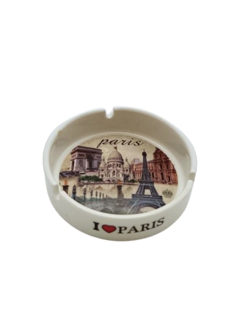 Liying Paris Iconic Locations Designed Ceramic Glass Ashtray for Home Office Outdoor Decorative, Clear Table top Ash Tray for Cigarettes (10cmx11cmx3cm)  - Image 4