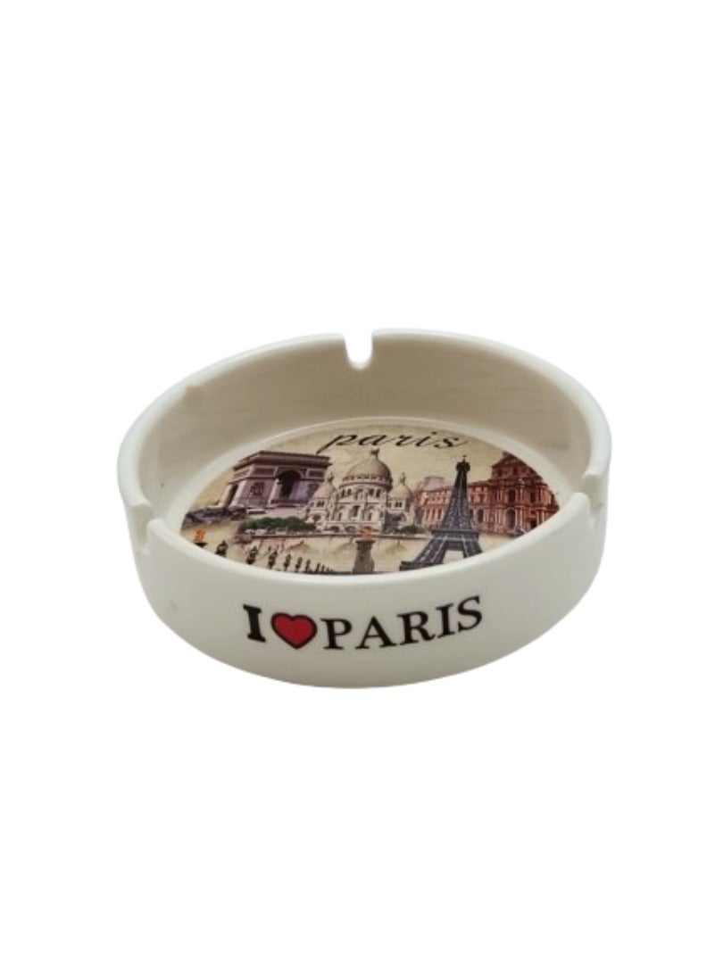 Liying Paris Iconic Locations Designed Ceramic Glass Ashtray for Home Office Outdoor Decorative, Clear Table top Ash Tray for Cigarettes (10cmx11cmx3cm)  - Image 3