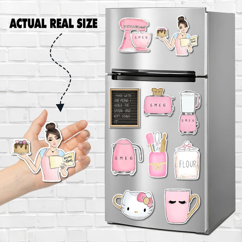 Fridge Magnet, Pink S.M.E.G Magnets Collection 11 Pieces, Magnetic Fridge Decor, Decorative Magnets, Strong Magnet, Magnetic Stickers, Fridge Magnet Set, S.M.E.G Refrigerator Magnets - Image 3