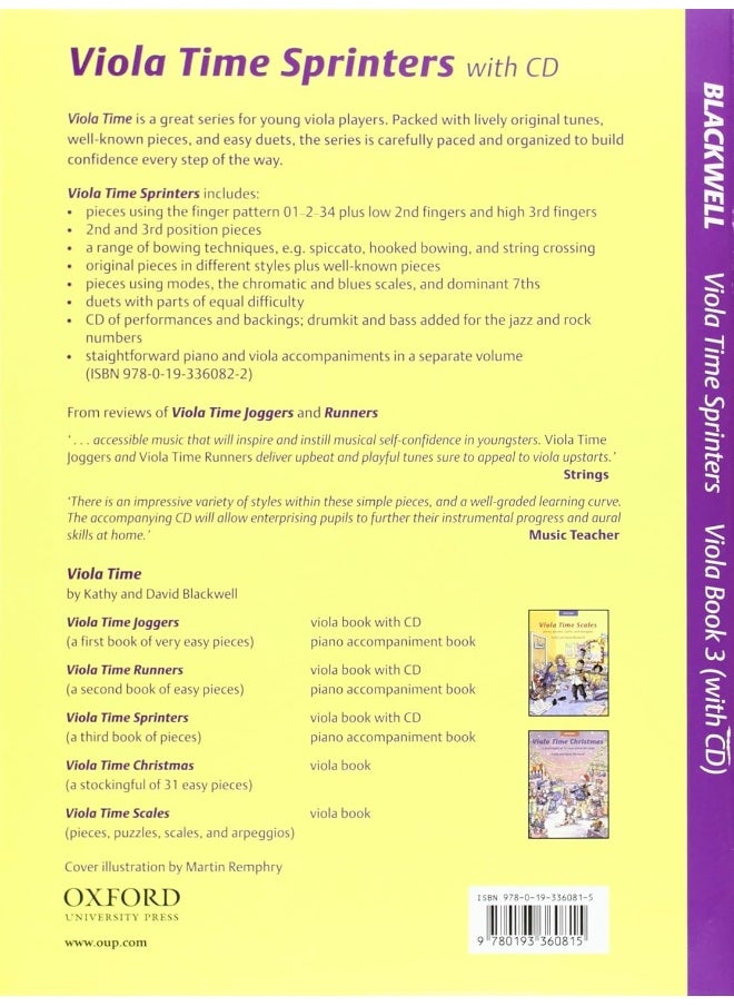 null - OXFORD UNIVERSITY PRESS Viola Time Sprinters + CD: A third book of pieces for viola - Image 1