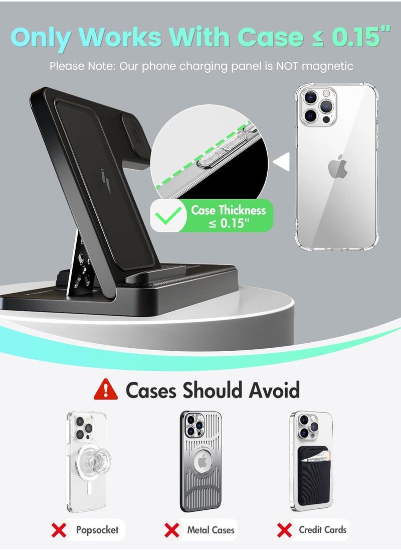 Beauenty - Wireless Charger iPhone Charging Station: 3 in 1 Charger Stand Multiple Devices for iPhone 16/15/14/13 /Plus/Pro/Pro Max/12/11 - Watch 10/9/8/Ultra 2/Ultra/SE/7/6/5/4/3/2 Series - AirPods 4/3/2/Pro - Image 1