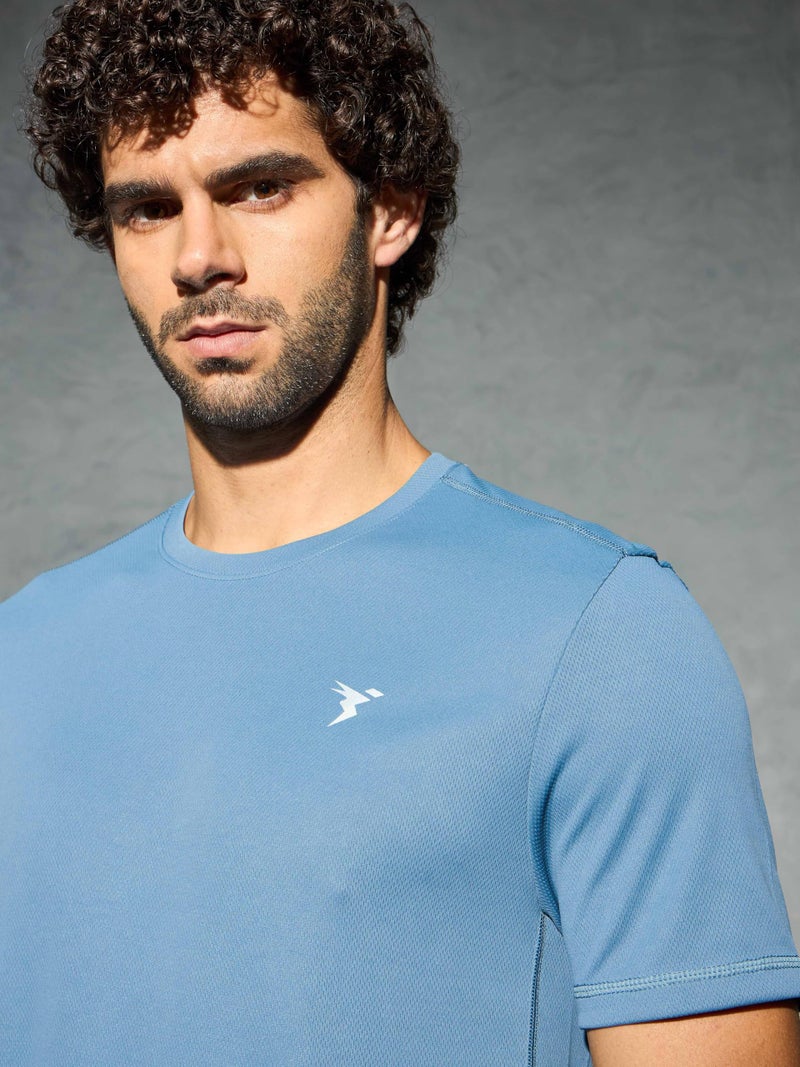 TECHNOSPORT Or10 Mens Crew Neck Half Sleeve Capri Blue Med - Image 3