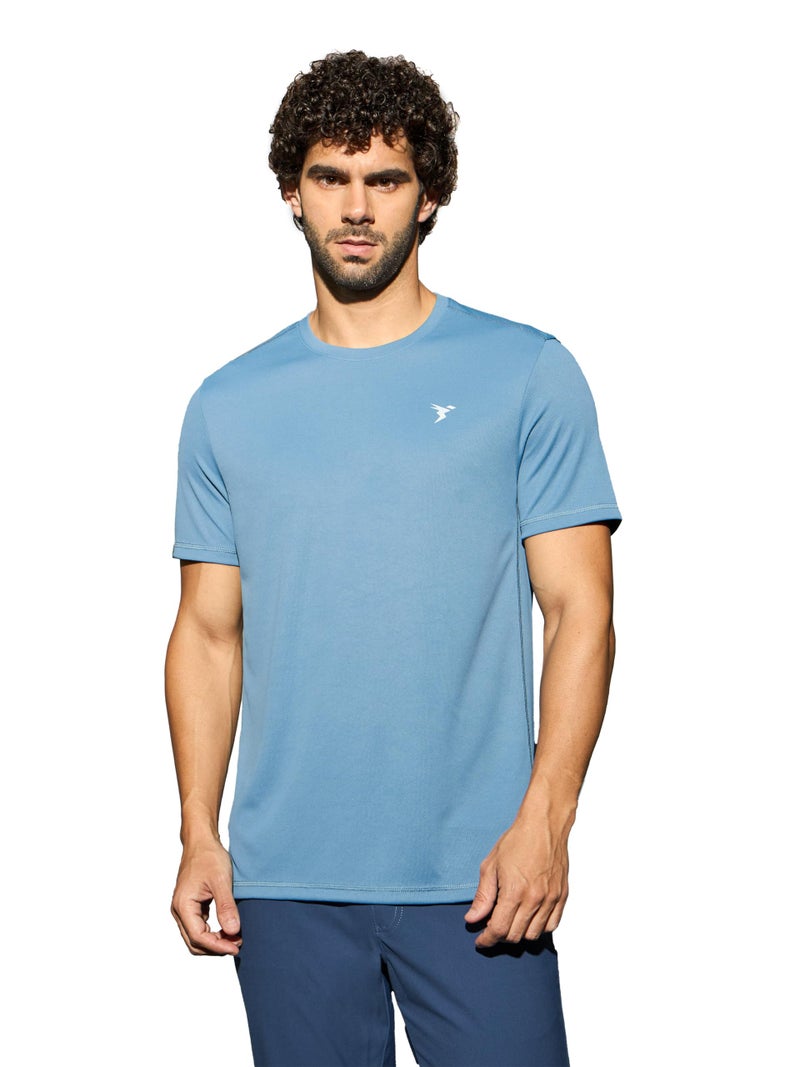 TECHNOSPORT Or10 Mens Crew Neck Half Sleeve Capri Blue Med - Image 1