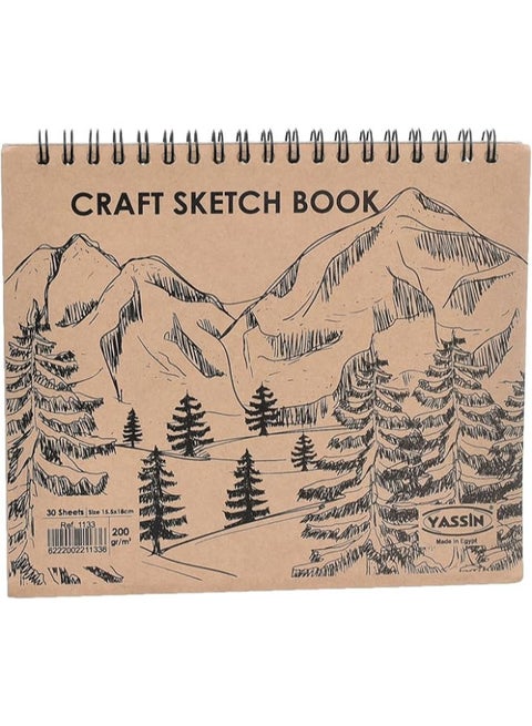 Craft Sketchbook, 30 Sheets 15x18cm Wire-Bound 200gsm for Compact Art