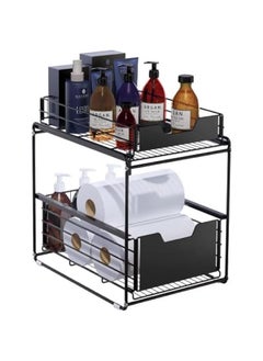 HOOKOR Under Sink Cabinet Organizer, 2 Tier Sliding Cabinet Basket with Storage Drawer, Desktop Organizer for Kitchen Countertop Pantry Bathroom  - Image 2