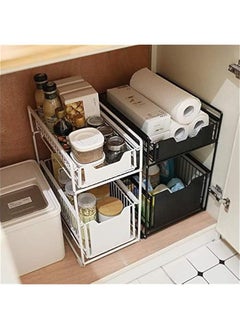 HOOKOR Under Sink Cabinet Organizer, 2 Tier Sliding Cabinet Basket with Storage Drawer, Desktop Organizer for Kitchen Countertop Pantry Bathroom  - Image 4