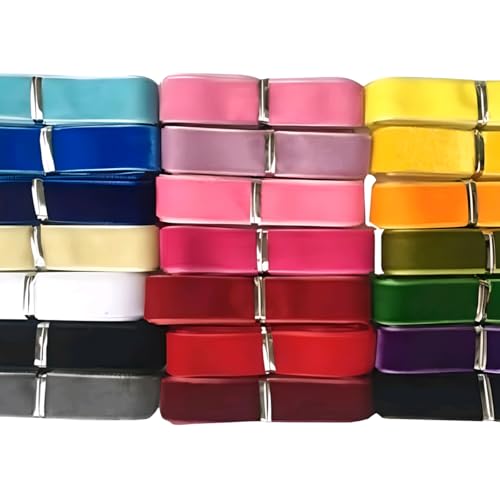Chenkou Craft 20 Yards 5/8" Velvet Ribbon Total 20 Colors Assorted Lots Bulk - Image 1